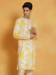 Vastramay - Men's Yellow Cotton Blend Kurta