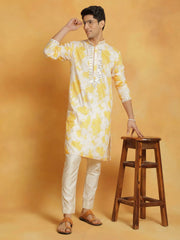 Vastramay - Men's Yellow Cotton Blend Kurta