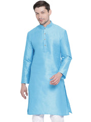 Men's Light Blue Silk Blend Kurta