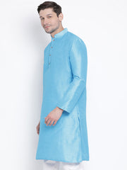 Men's Light Blue Silk Blend Kurta