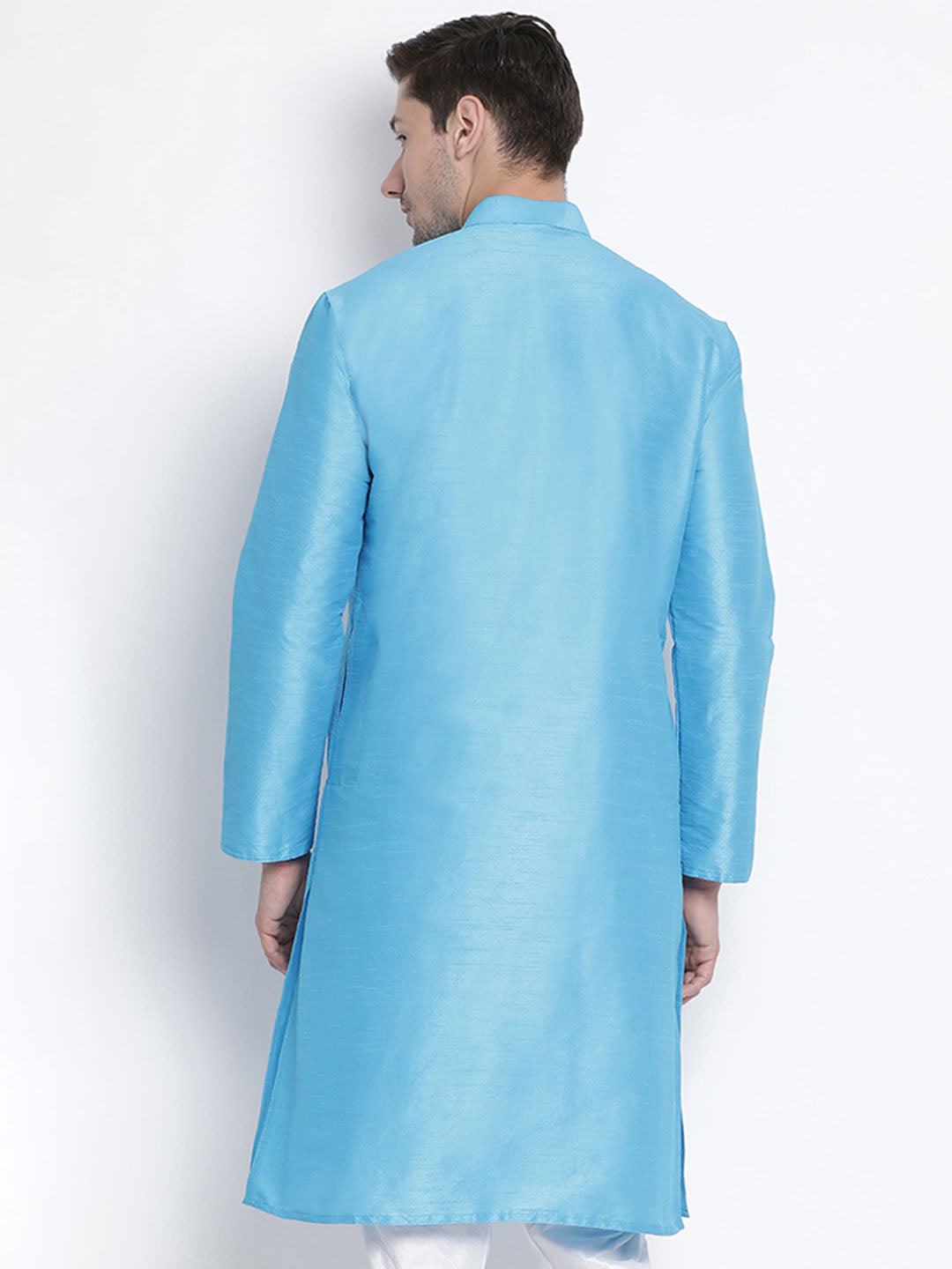 Men's Light Blue Silk Blend Kurta