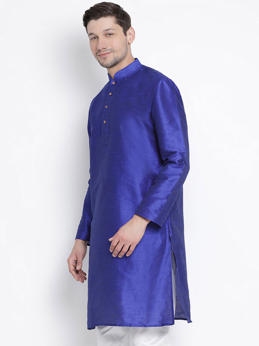 Men's Blue Silk Blend Kurta