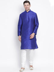 Men's Blue Silk Blend Kurta