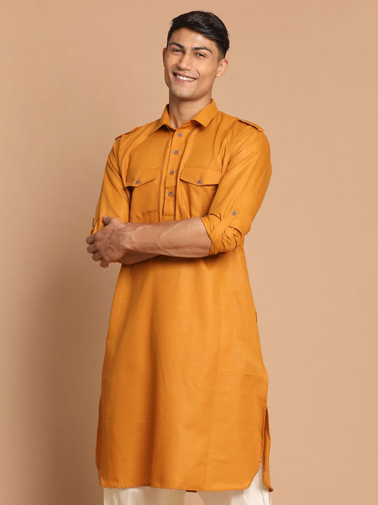 Men's Rust Cotton Blend Kurta