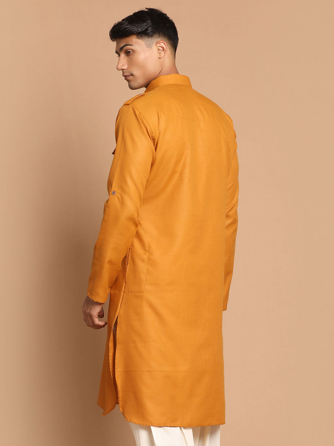 Men's Rust Cotton Blend Kurta