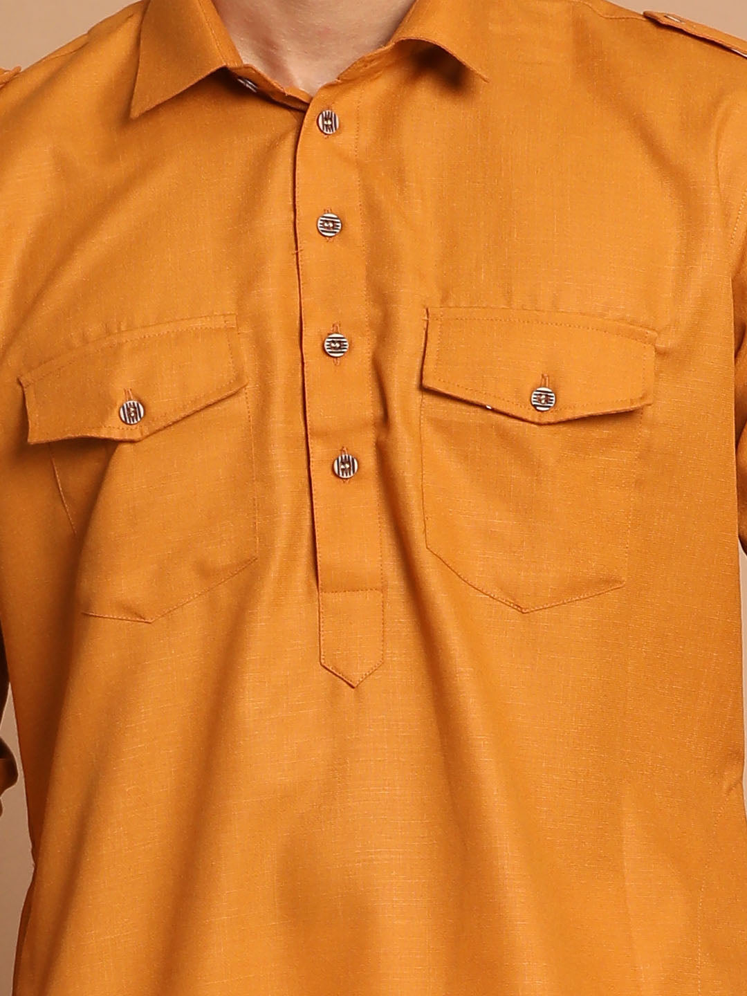 Men's Rust Cotton Blend Kurta