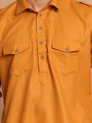 Men's Rust Cotton Blend Kurta