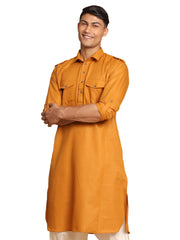 Men's Rust Cotton Blend Kurta