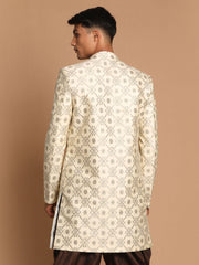 Men's Beige Silk Blend Sherwani Only Top