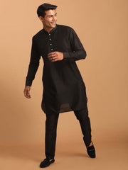 Vastramay - Men's Black Viscose Kurta Pyjama Set