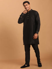 Vastramay - Men's Black Viscose Kurta Pyjama Set