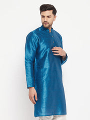 Men's Dark Green Cotton Silk Blend Kurta