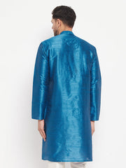 Men's Dark Green Cotton Silk Blend Kurta