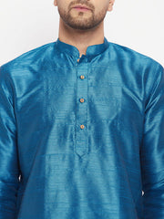 Men's Dark Green Cotton Silk Blend Kurta