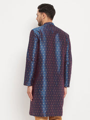 Vastramay - Men's Blue Zari Weaved Kurta