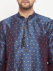 Vastramay - Men's Blue Zari Weaved Kurta