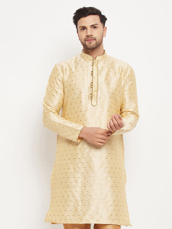 Vastramay - Men's Gold Zari Weaved Kurta