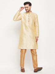 Vastramay - Men's Gold Zari Weaved Kurta