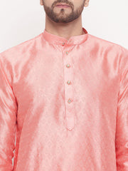 Men's Pink Woven Silk Blend Kurta Pyjama Set