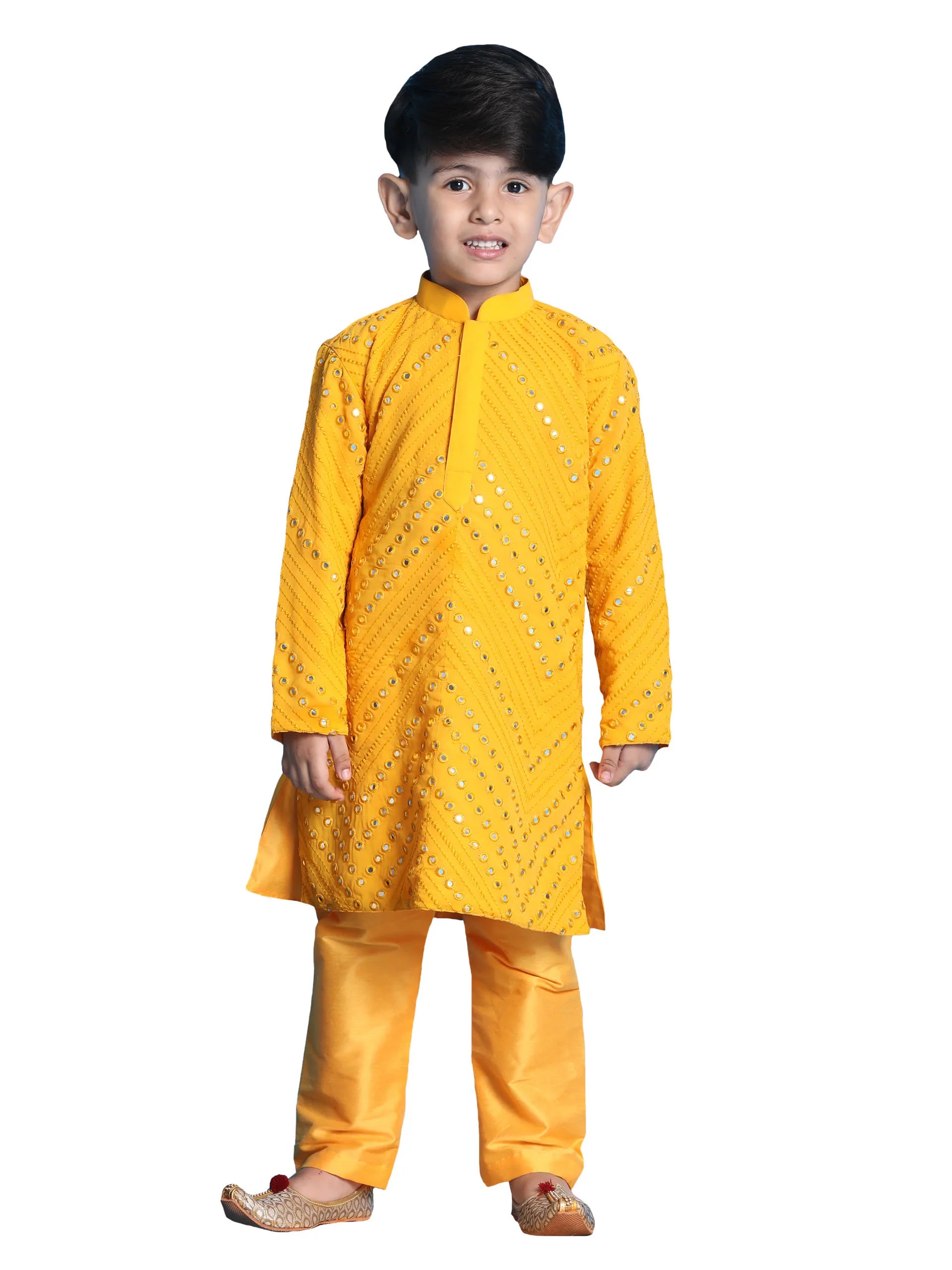 Boys' Yellow Kurta Pyjama Set