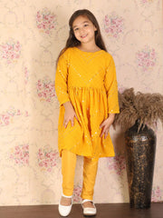 Girls Yellow Kurta And Churidar