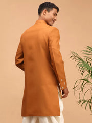 Men's Mustard Silk Blend Sherwani Only Top