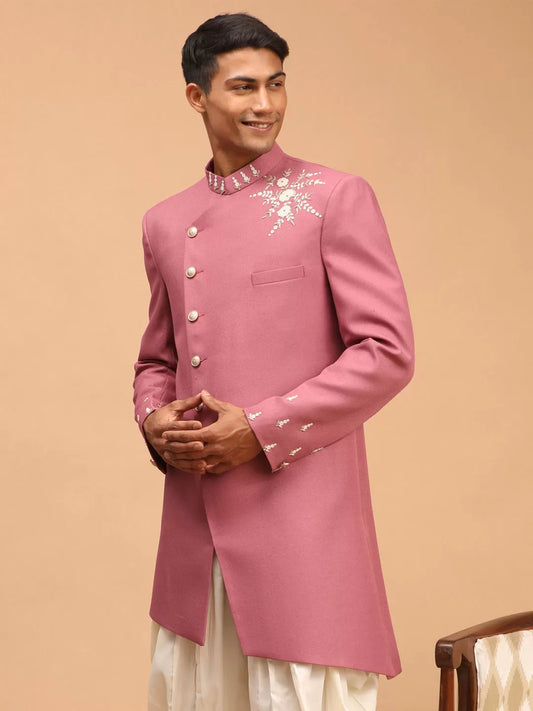 Men's Purple Silk Blend Sherwani Only Top