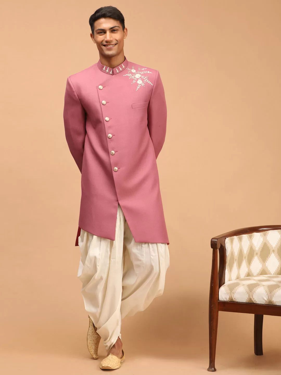 Men's Purple Silk Blend Sherwani Only Top