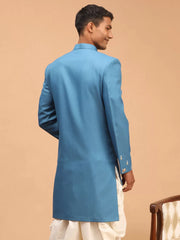 Men's Turquoise Silk Blend Sherwani Only Top