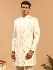 Men's Cream Viscose Sherwani Only Top