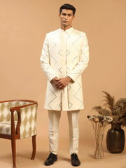 Men's Cream Viscose Sherwani Only Top