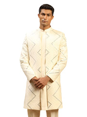 Men's Cream Viscose Sherwani Only Top