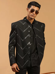 Men's Black Viscose Ethnic Combo Set