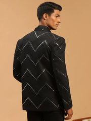 Men's Black Viscose Ethnic Combo Set