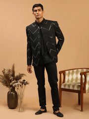 Men's Black Viscose Ethnic Combo Set