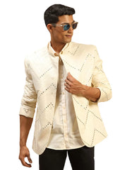 Men's Cream Viscose Ethnic Combo Set