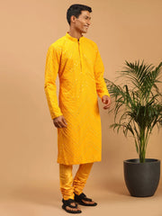 Shrestha By Vastramay - Men's Yellow Georgette Kurta Pyjama Set