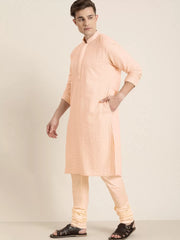 Men's Pink And Cream Georgette Kurta Pyjama Set