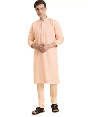 Men's Pink And Cream Georgette Kurta Pyjama Set