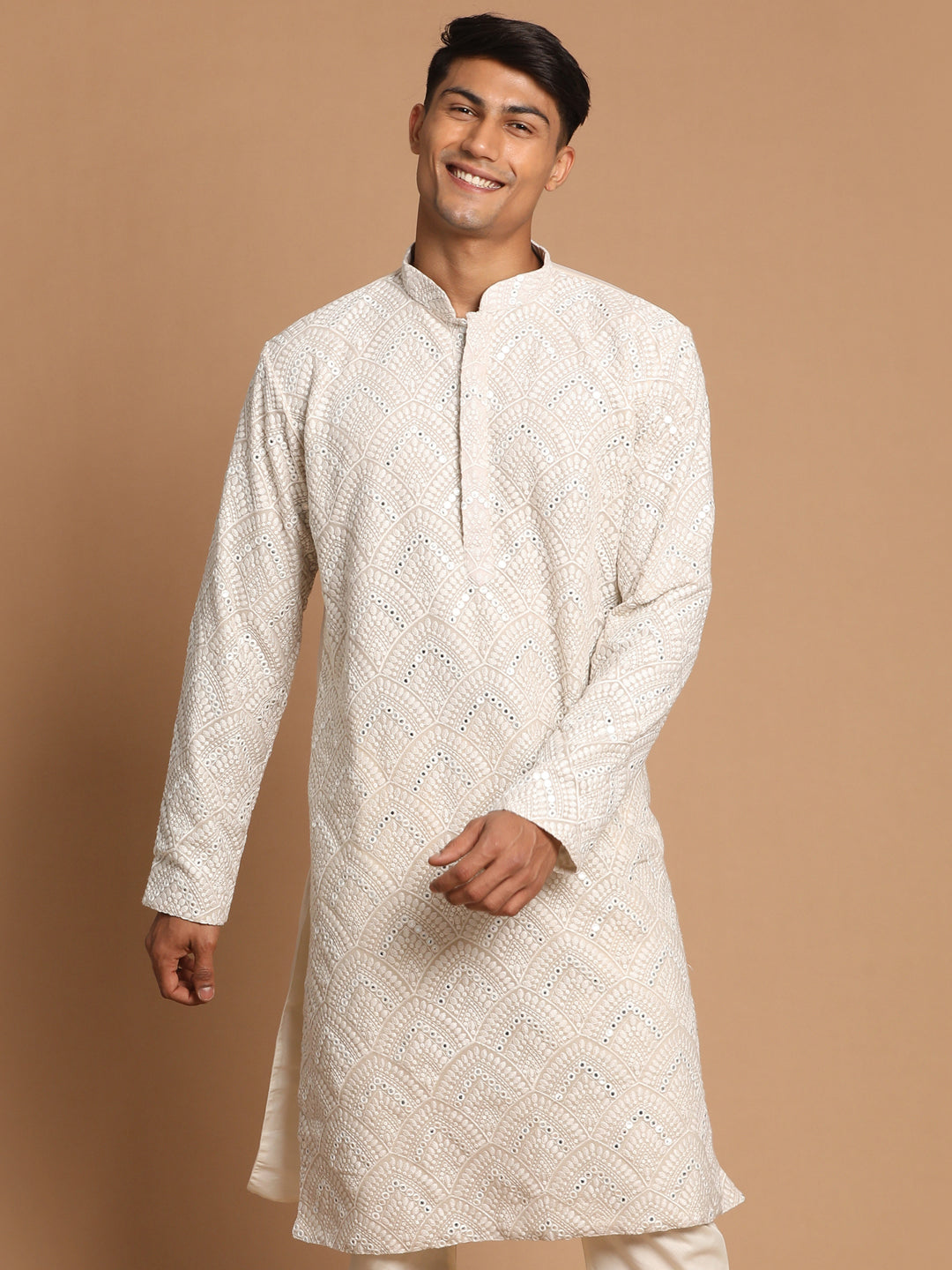 Men's Grey Georgette Kurta