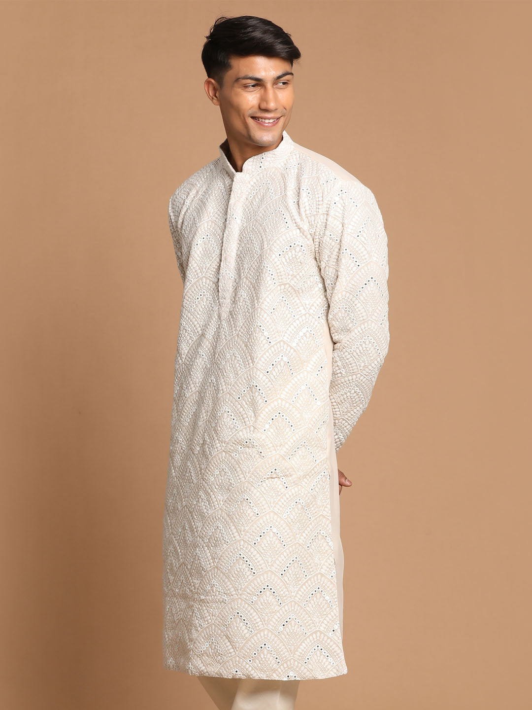 Men's Grey Georgette Kurta