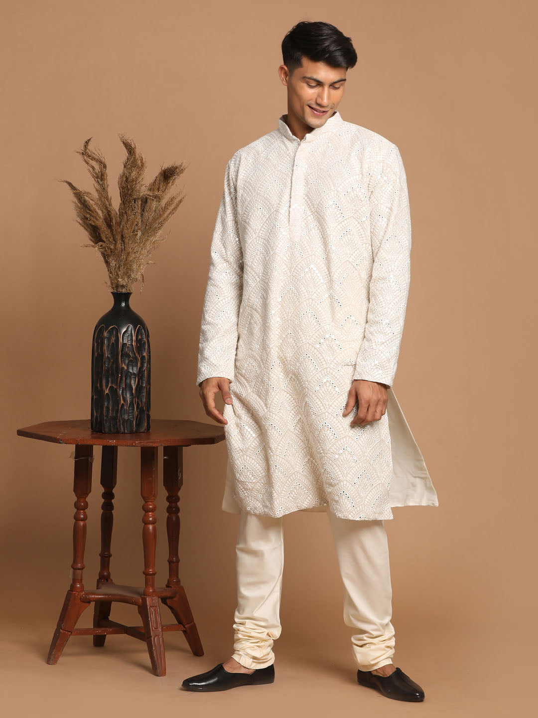 Men's Grey Georgette Kurta