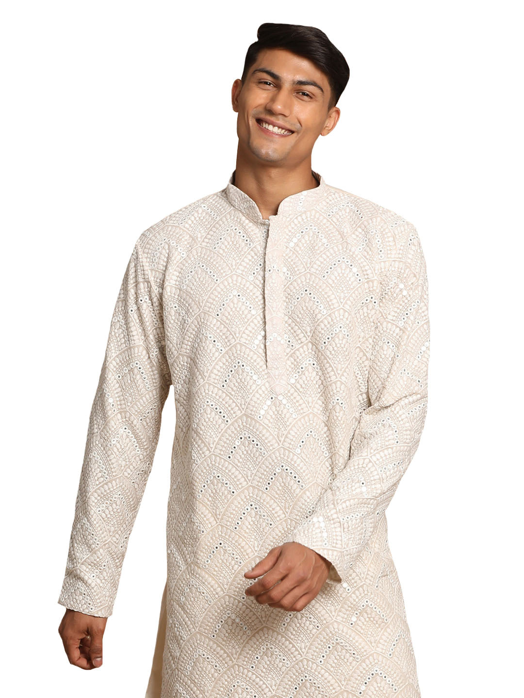 Men's Grey Georgette Kurta