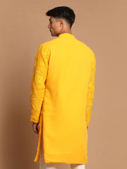 Men's Yellow Georgette Kurta