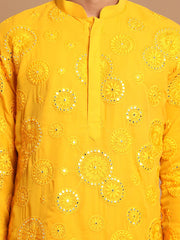 Men's Yellow Georgette Kurta