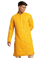 Men's Yellow Georgette Kurta