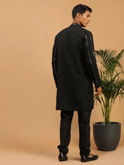 Men's Black Viscose Kurta, Pyjama & Dupatta Set