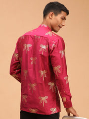 Vastramay - MEN'S FUCHSIA FOIL PRINT SHIRT