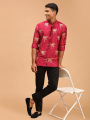 Vastramay - MEN'S FUCHSIA FOIL PRINT SHIRT