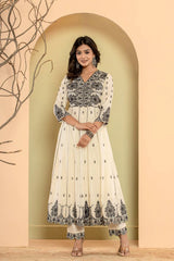 Women Thread Embroidered Anarkali Kurta Paired With Bottom And Dupatta